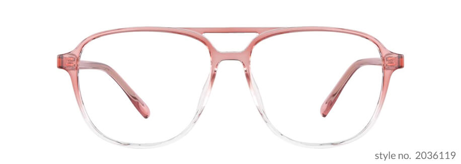 Pink and clear gradient eyeglass frames, aviator style. Style no. 2036119.